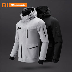 Xiaomi Men's Multi-pocke Jacket Spring Fashion Hooded Stand-up Collar Zip-through Jacket Streetwear Waterproof Coat Uleemark