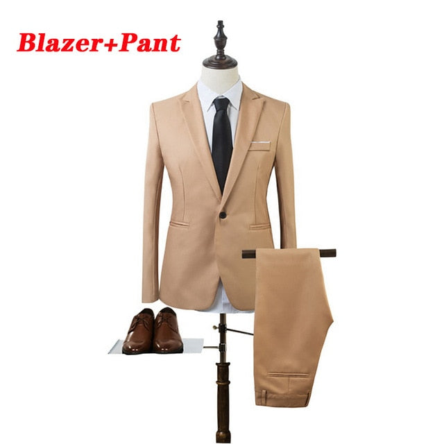 (Blazer+Pant+Vest) 3Pcs/Set Black Suits Slim Wedding Set Classic Blazers Male Formal Business Dress Suit Male Terno Masculino