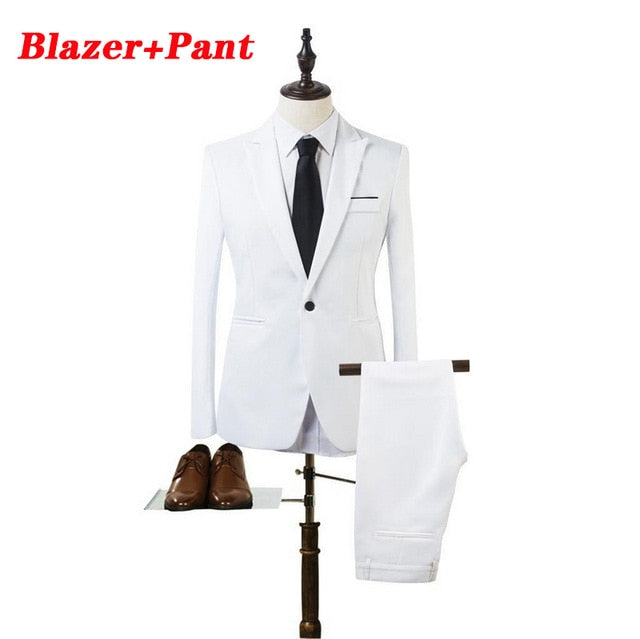 (Blazer+Pant+Vest) 3Pcs/Set Black Suits Slim Wedding Set Classic Blazers Male Formal Business Dress Suit Male Terno Masculino