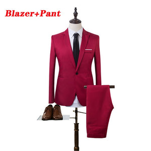 (Blazer+Pant+Vest) 3Pcs/Set Black Suits Slim Wedding Set Classic Blazers Male Formal Business Dress Suit Male Terno Masculino