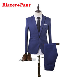 (Blazer+Pant+Vest) 3Pcs/Set Black Suits Slim Wedding Set Classic Blazers Male Formal Business Dress Suit Male Terno Masculino